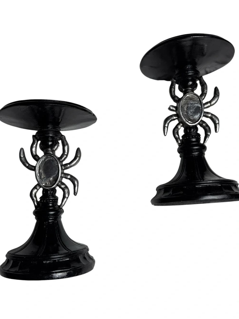 2 Spider Pedestal Candle Holders Halloween Goth Whimsical Witchy Victorian Edwar